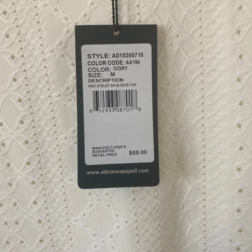 NEW Adrianna Papell Women 3/4 Sleeve Top Blouse - Picture 5 of 5